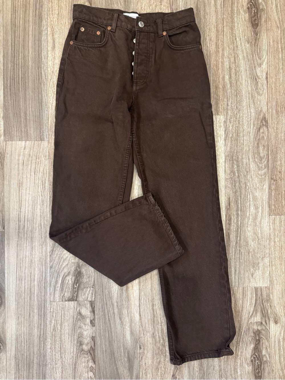 Zara Women’s Chocolate Brown High Rise Straight Leg Jeans Size 2 Fall Denim